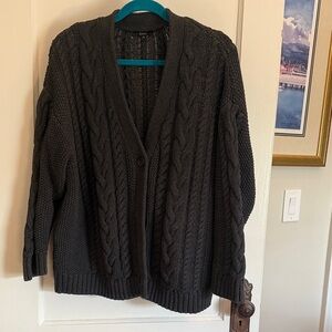 Quince Charcoal Cable Knit Cardigan